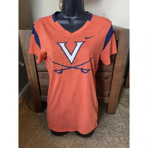Virginia Cavaliers Nike Dri-Fit Short Sleeve Shirt Womens UVA V Neck Size XS